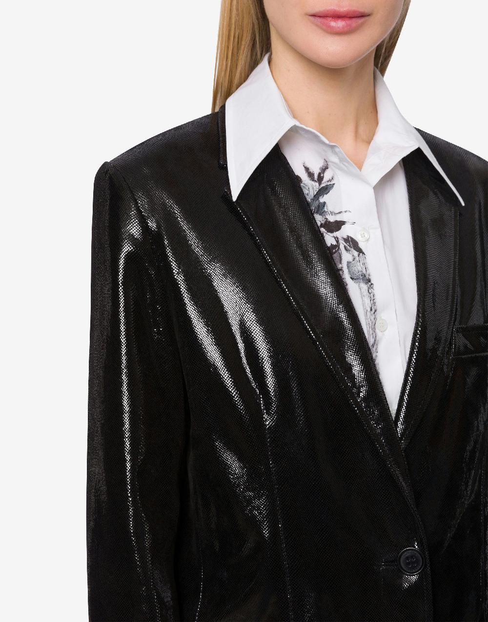 Alberta Ferretti Giacca In Suede Con Stampa Snake