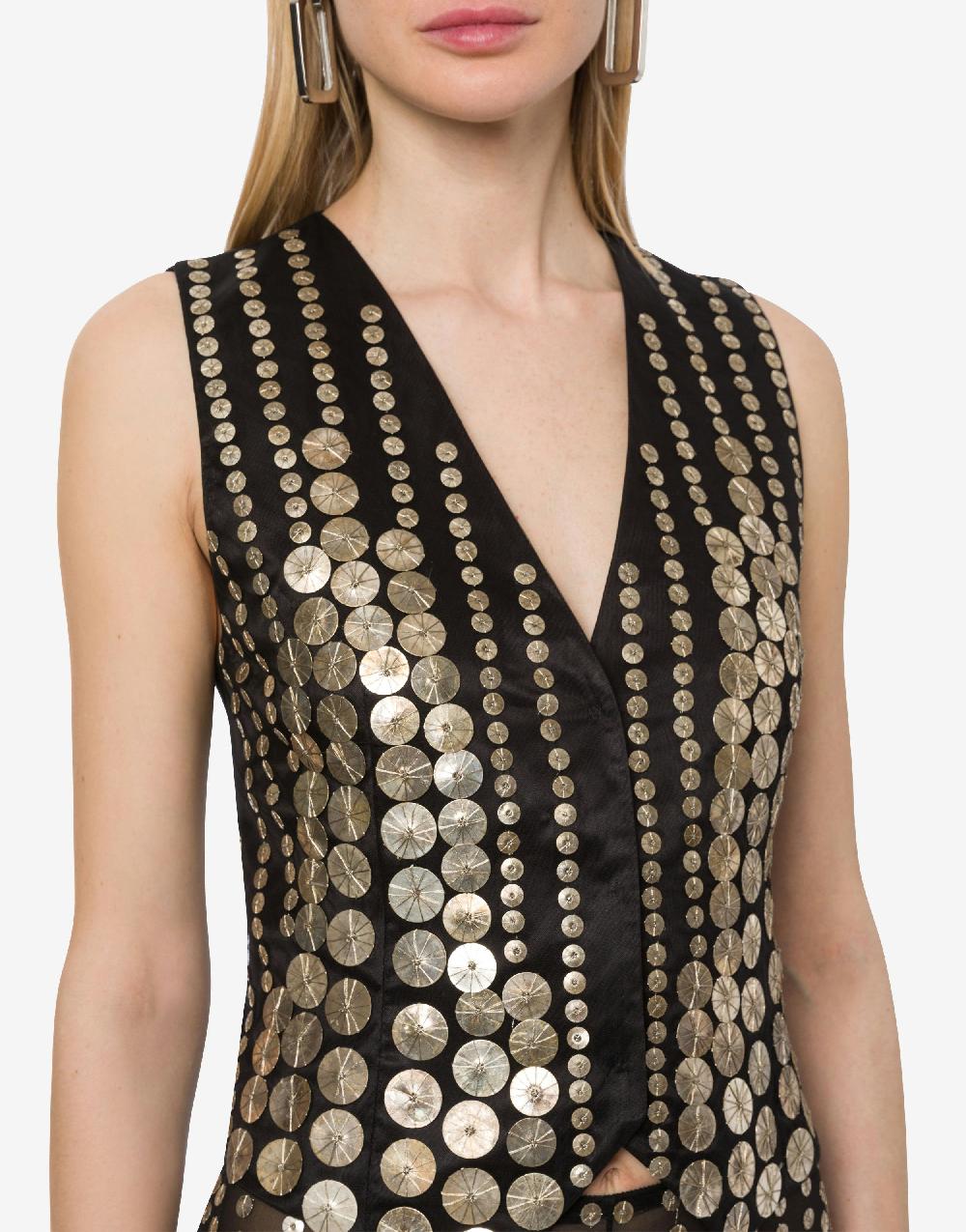 Alberta Ferretti Gilet Con Ricamo Medaglie