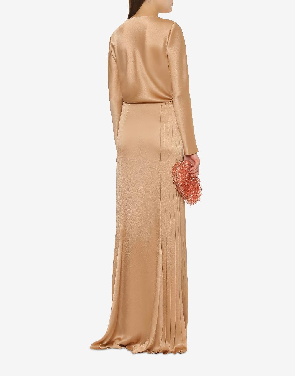 Alberta Ferretti Gonna Lunga In Raso Con Plissé