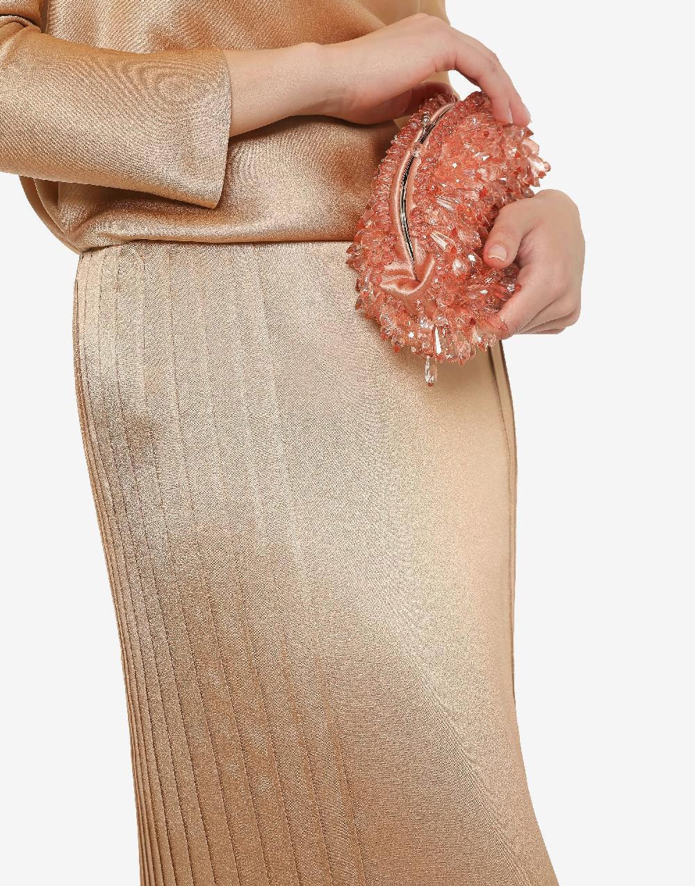 Alberta Ferretti Gonna Lunga In Raso Con Plissé