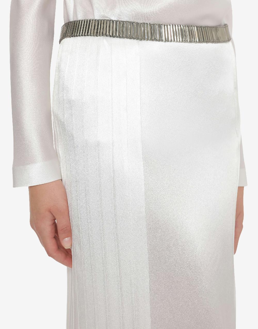 Alberta Ferretti Gonna Lunga In Raso Con Plissé