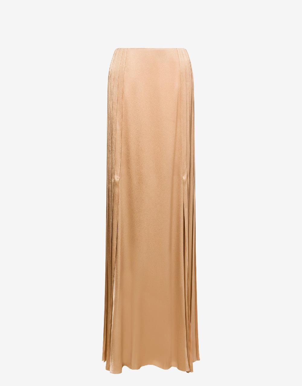 Alberta Ferretti Gonna lunga in raso con plissé