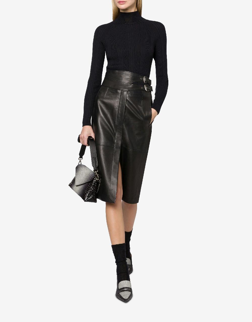 Alberta Ferretti Gonna Midi In Nappa Glossy