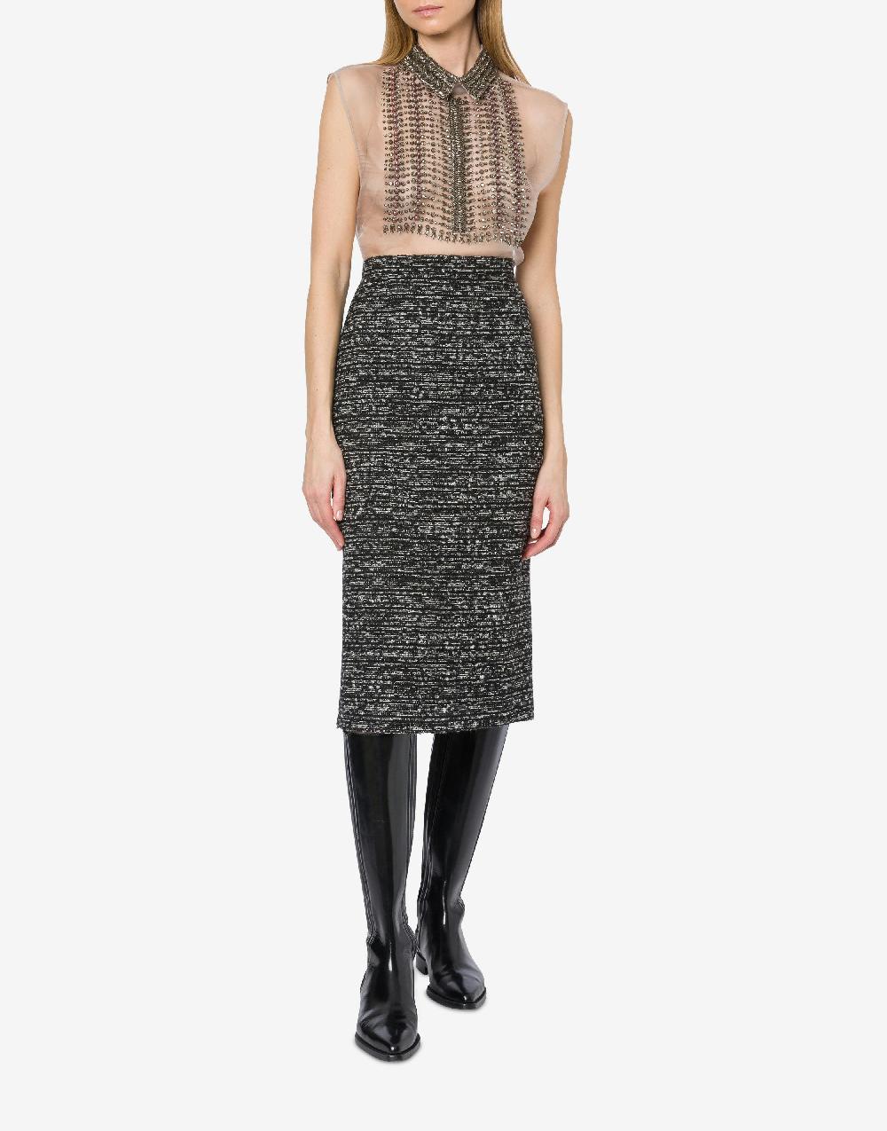 Alberta Ferretti Gonna Midi In Tweed Bottonato