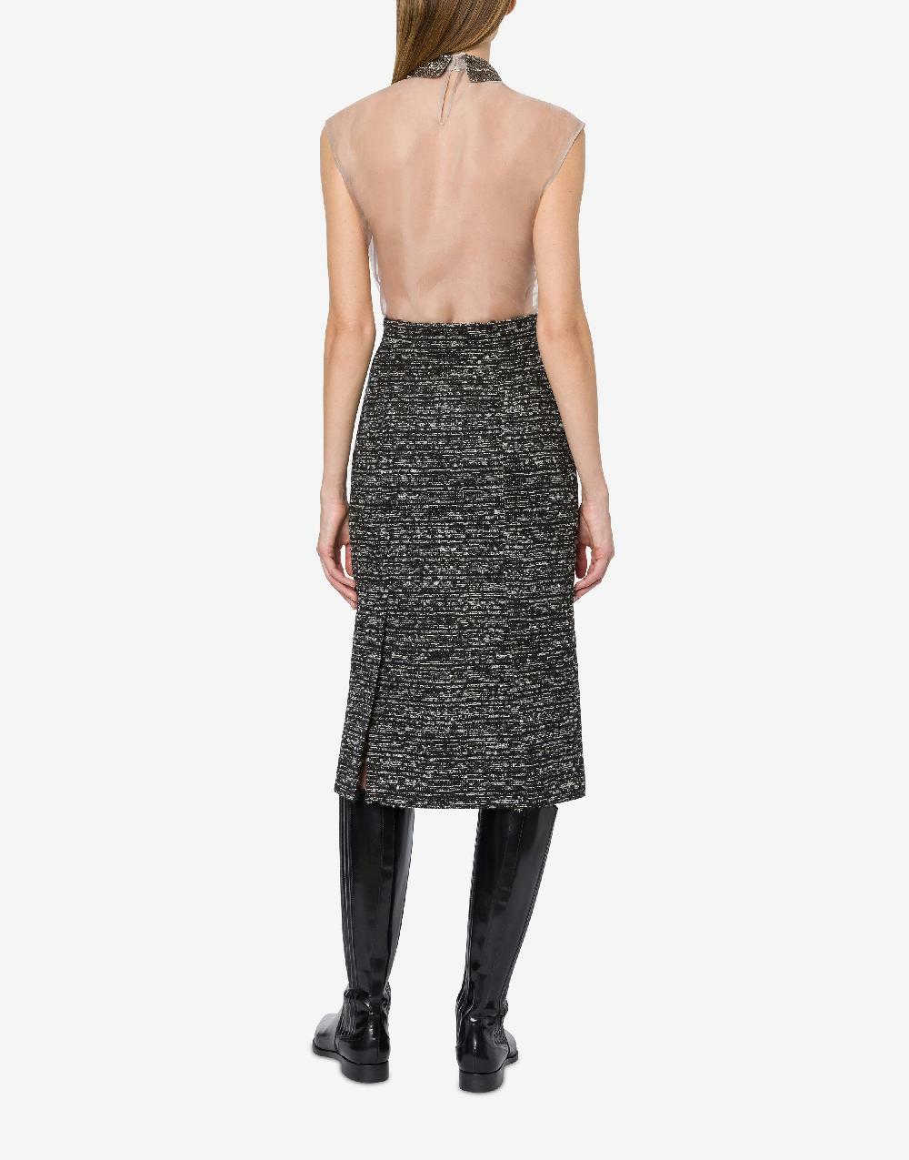 Alberta Ferretti Gonna Midi In Tweed Bottonato