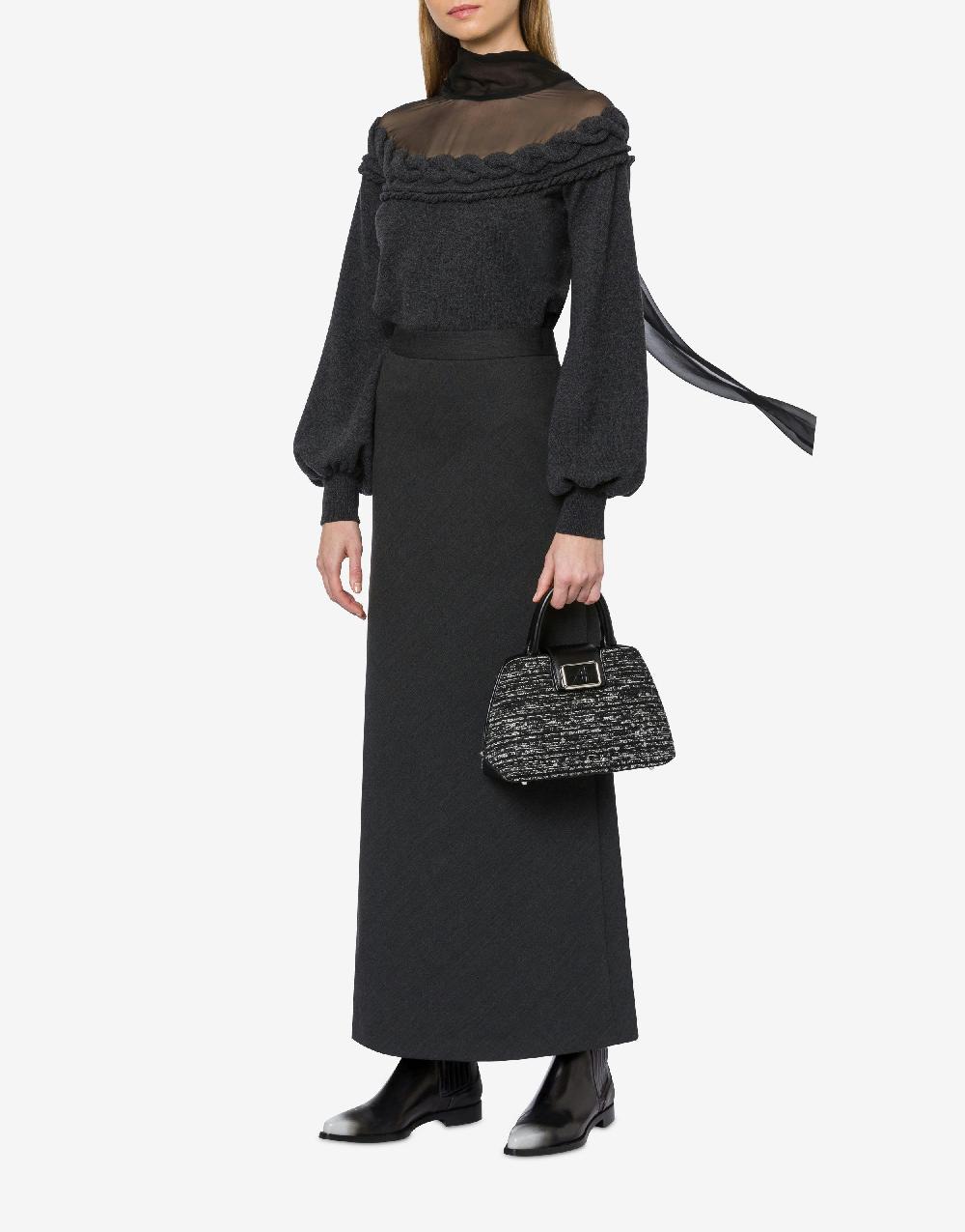 Alberta Ferretti Maglia In Lana Cashmere E Chiffon