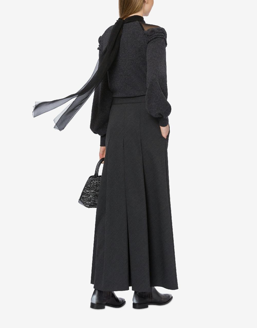 Alberta Ferretti Maglia In Lana Cashmere E Chiffon