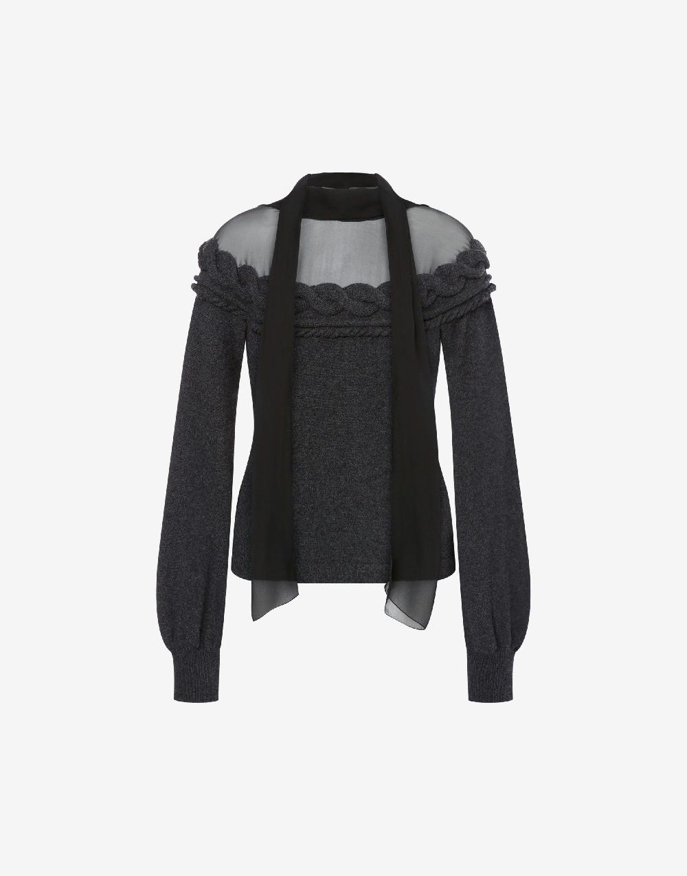 Alberta Ferretti Maglia in lana cashmere e chiffon