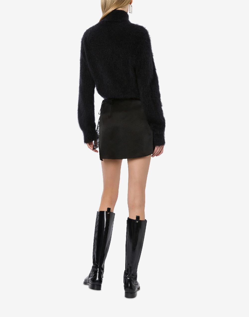 Alberta Ferretti Minigonna In Raso Con Pizzo