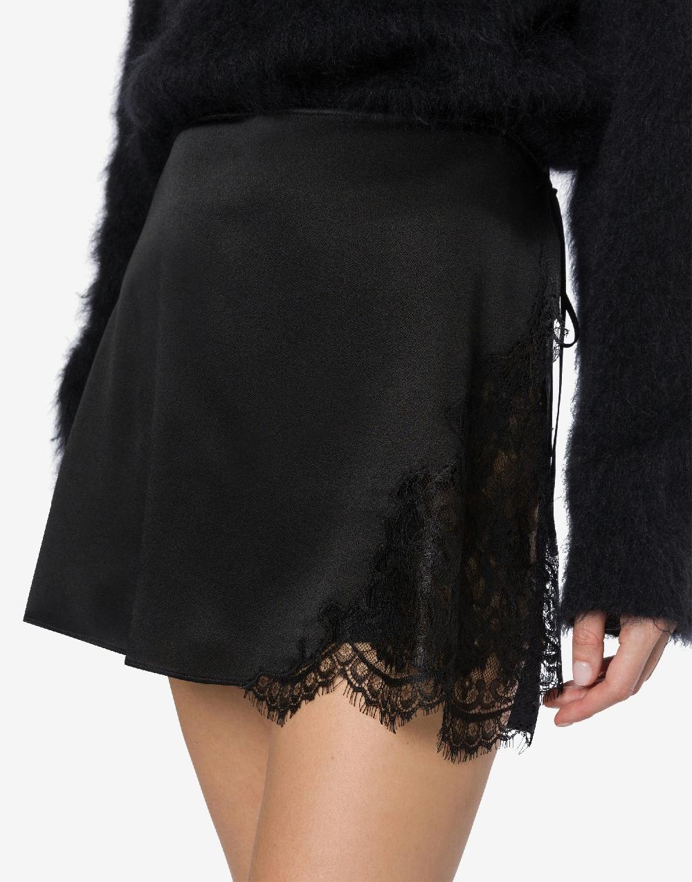 Alberta Ferretti Minigonna In Raso Con Pizzo