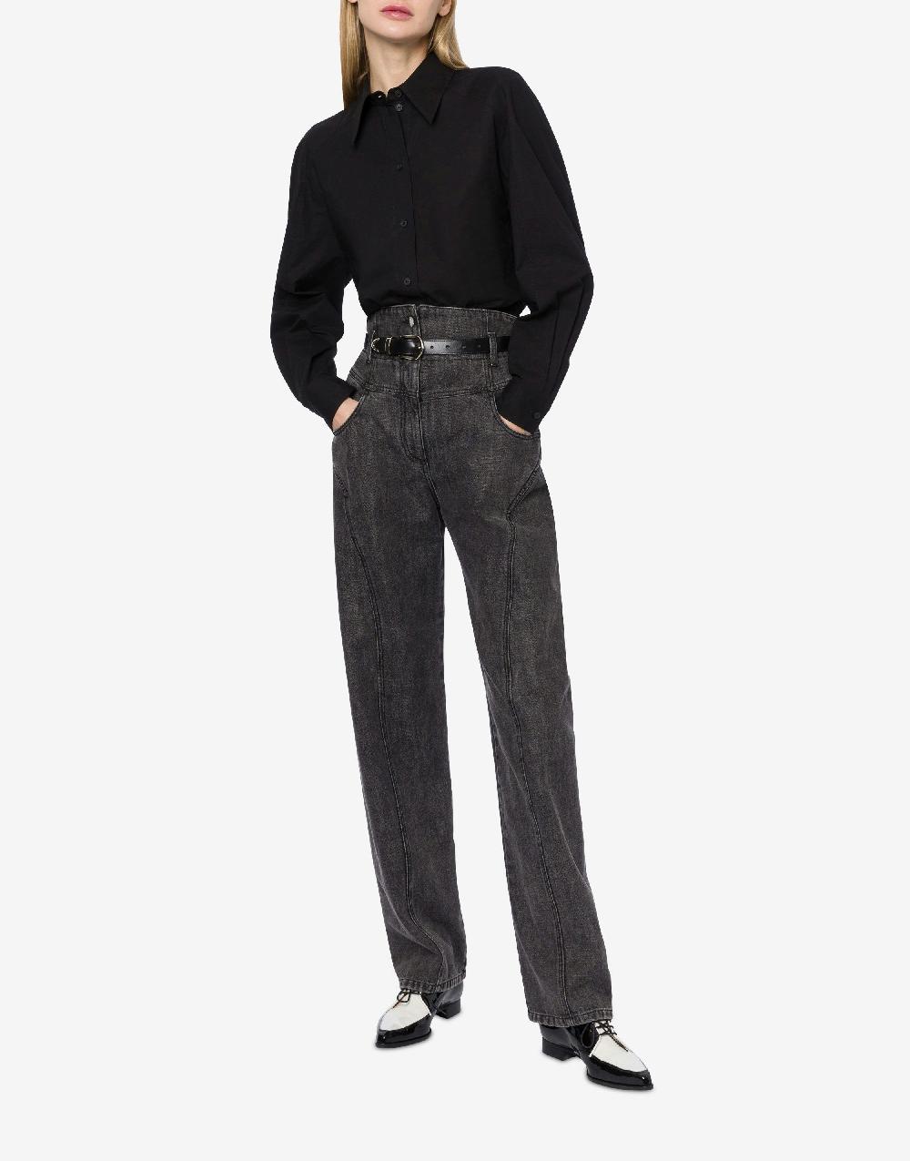 Alberta Ferretti Pantalone In Denim Marmorizzato