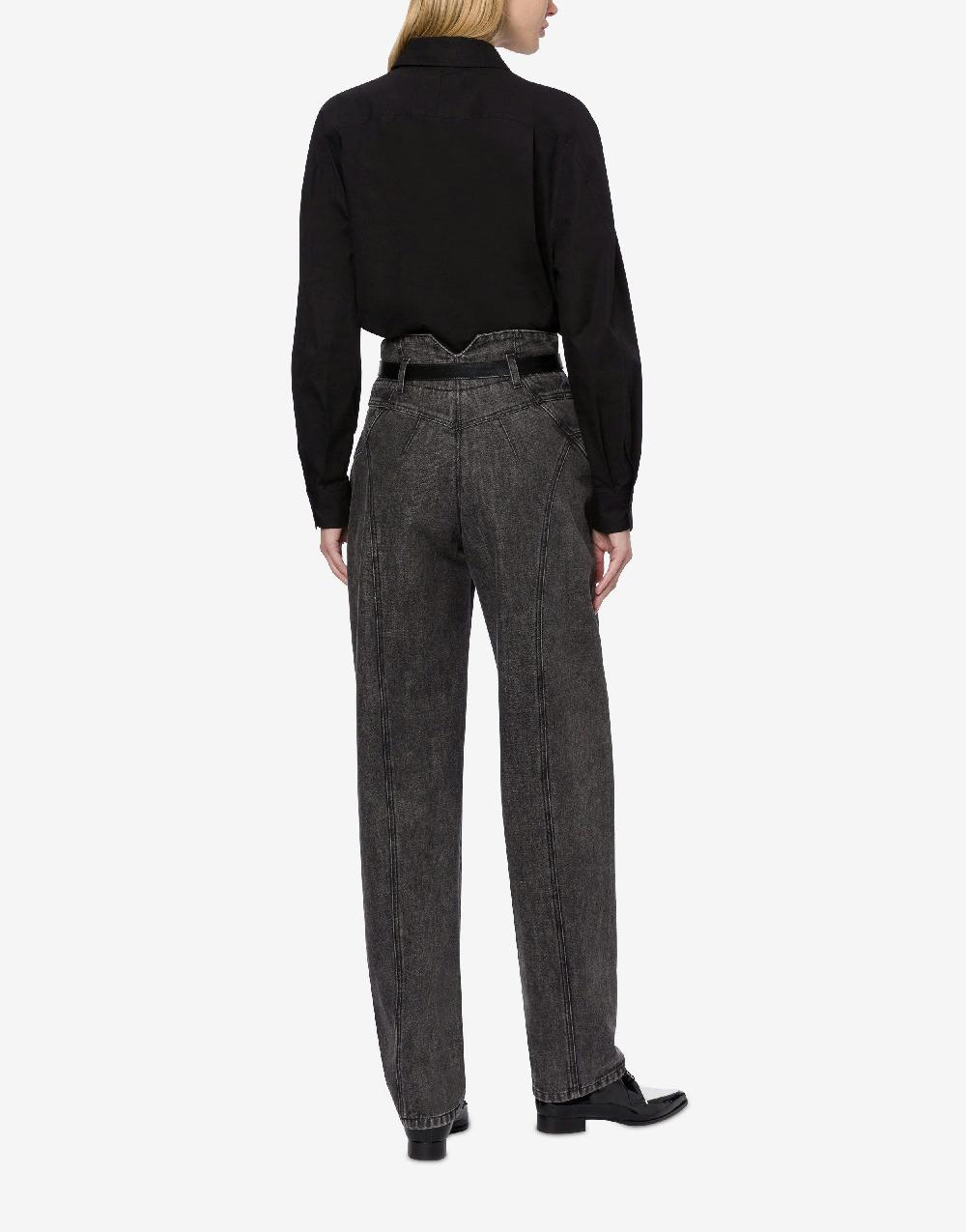 Alberta Ferretti Pantalone In Denim Marmorizzato