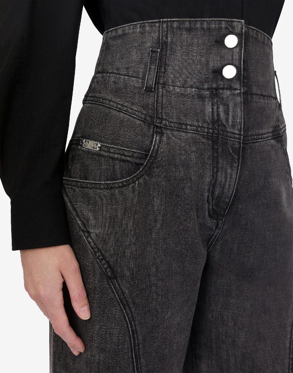 Alberta Ferretti Pantalone In Denim Marmorizzato