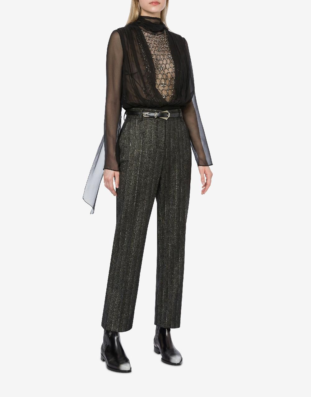 Alberta Ferretti Pantalone In Gessato Lurex