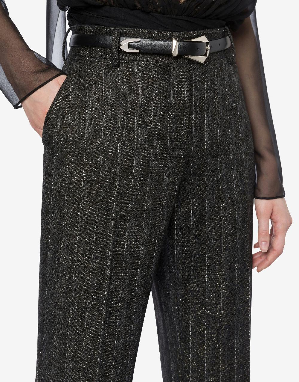 Alberta Ferretti Pantalone In Gessato Lurex