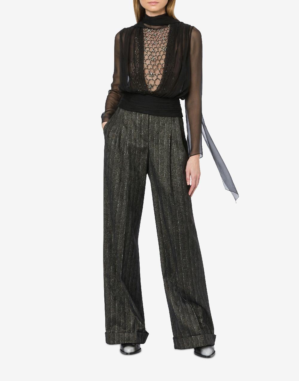 Alberta Ferretti Pantalone In Gessato Lurex