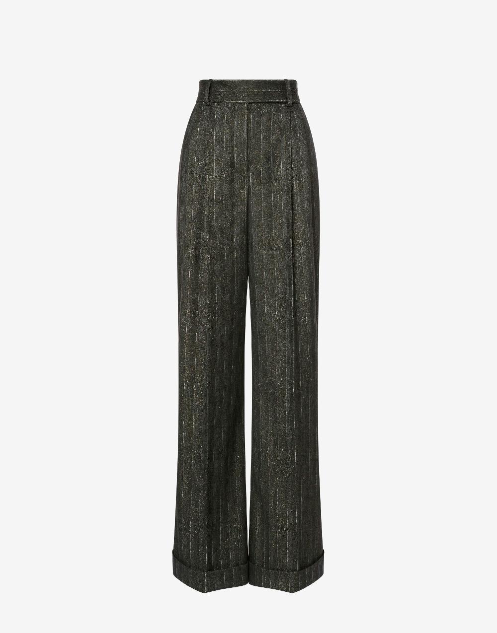 Alberta Ferretti Pantalone in gessato lurex