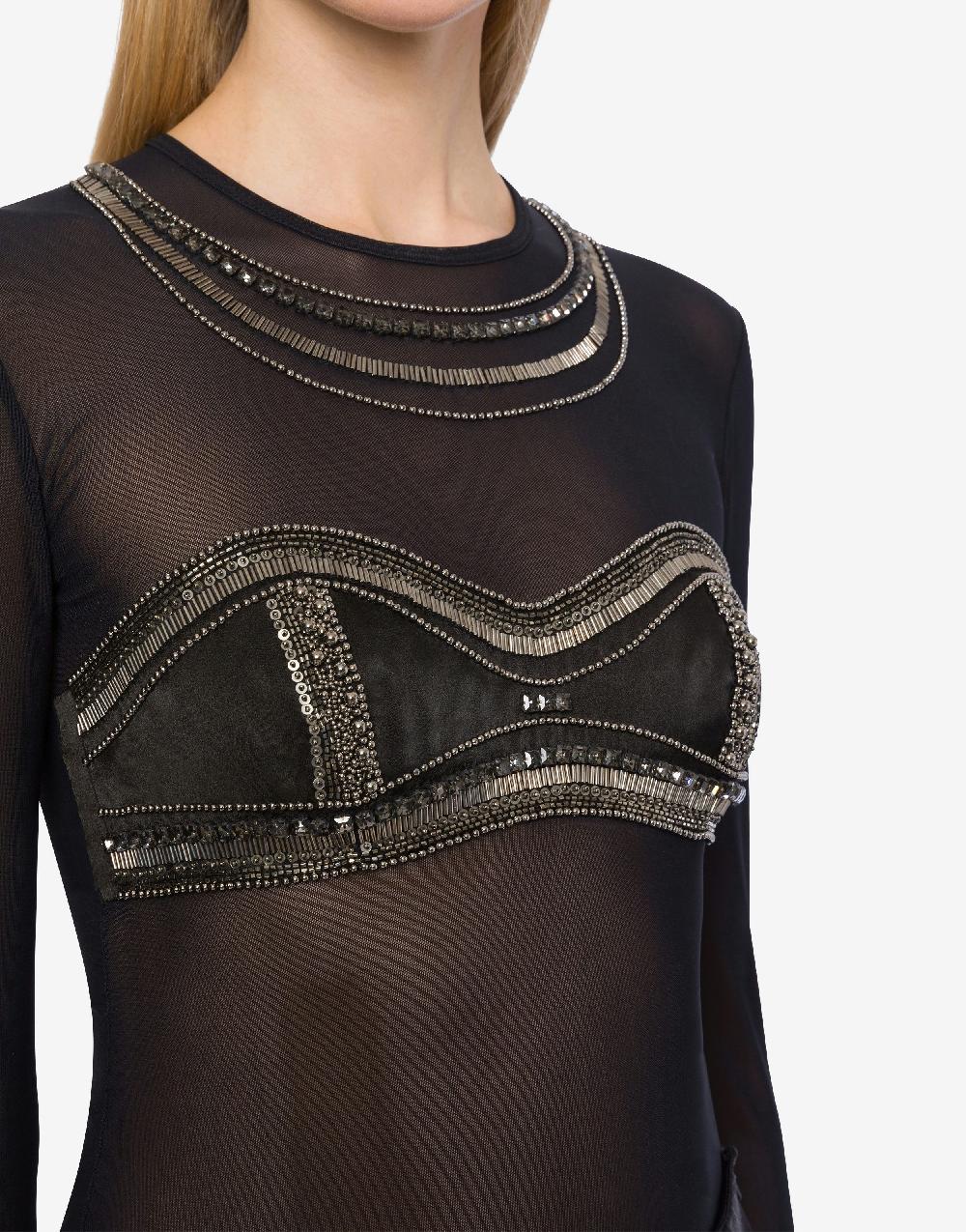 Alberta Ferretti T-shirt In Tulle Con Ricamo