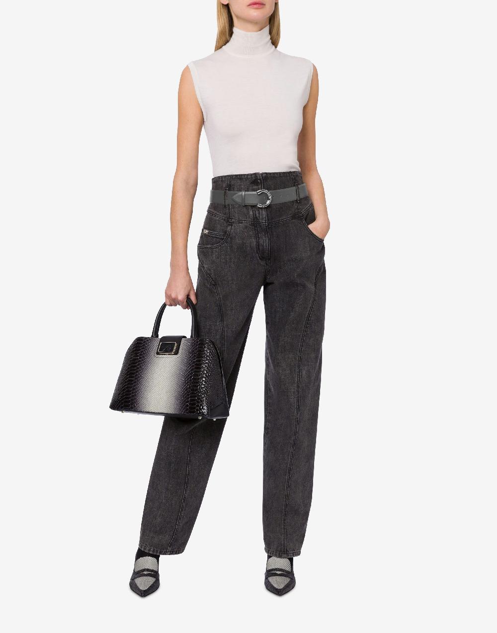 Alberta Ferretti Top A Collo Alto In Lana E Seta