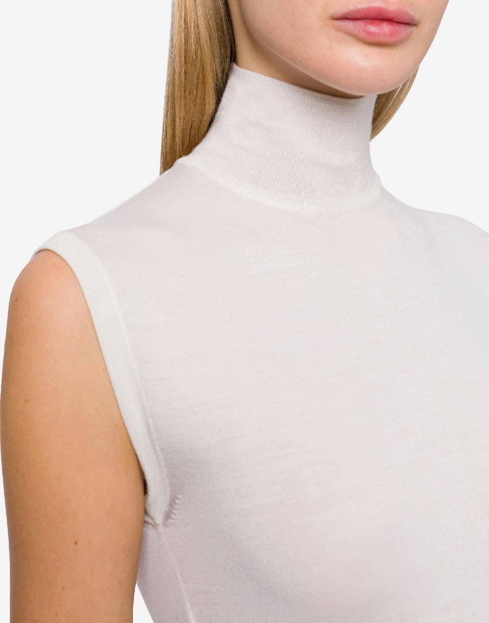 Alberta Ferretti Top A Collo Alto In Lana E Seta