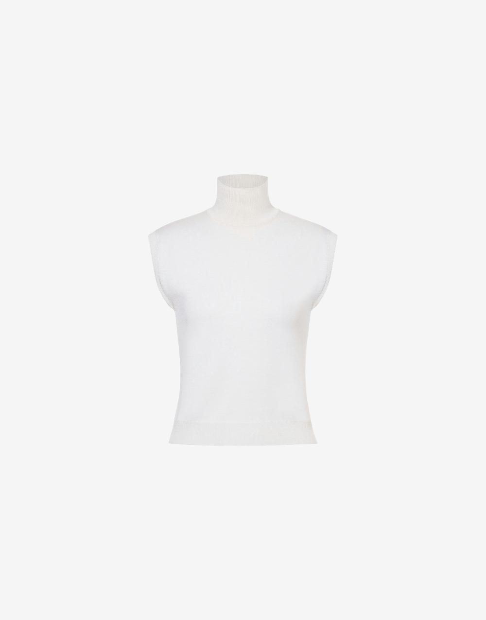 Alberta Ferretti Top a collo alto in lana e seta