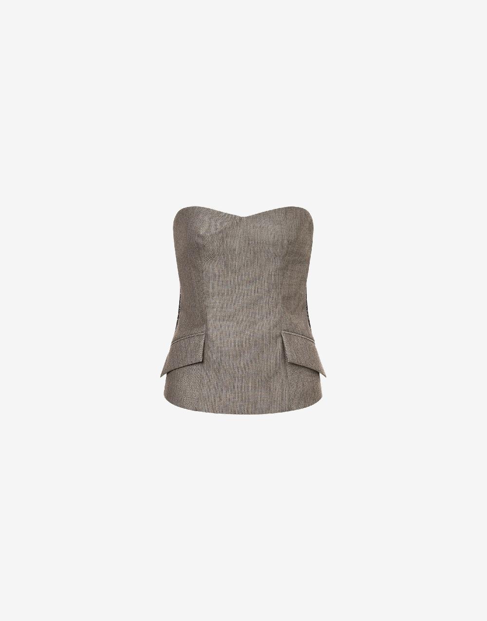 Alberta Ferretti Top bustier in tweed di lana