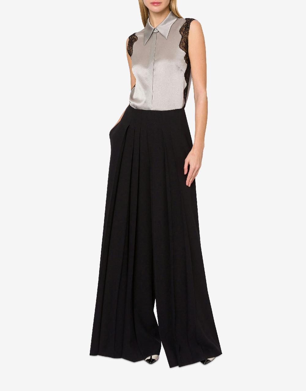 Alberta Ferretti Top Camicia In Raso Con Pizzo