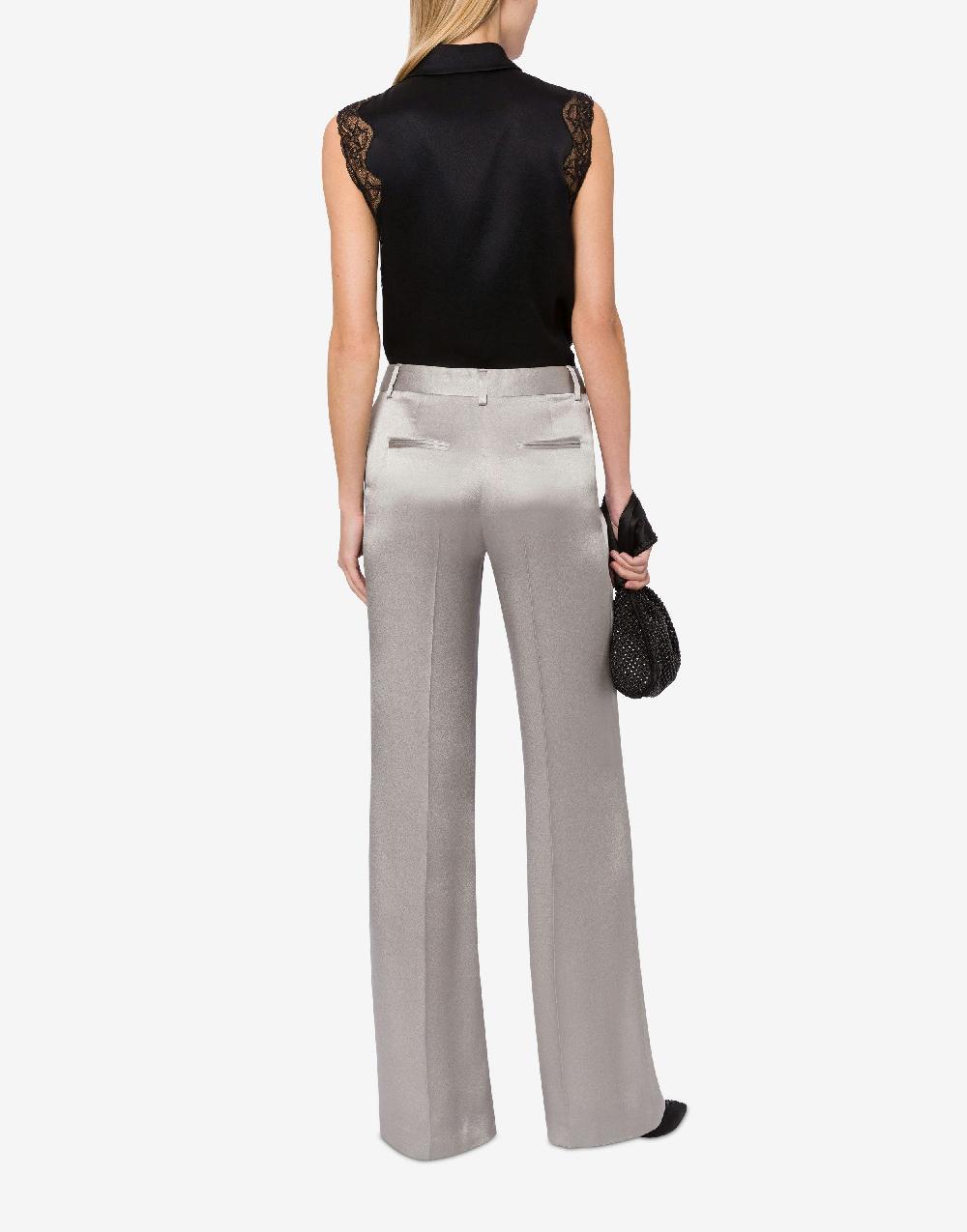 Alberta Ferretti Top Camicia In Raso Con Pizzo