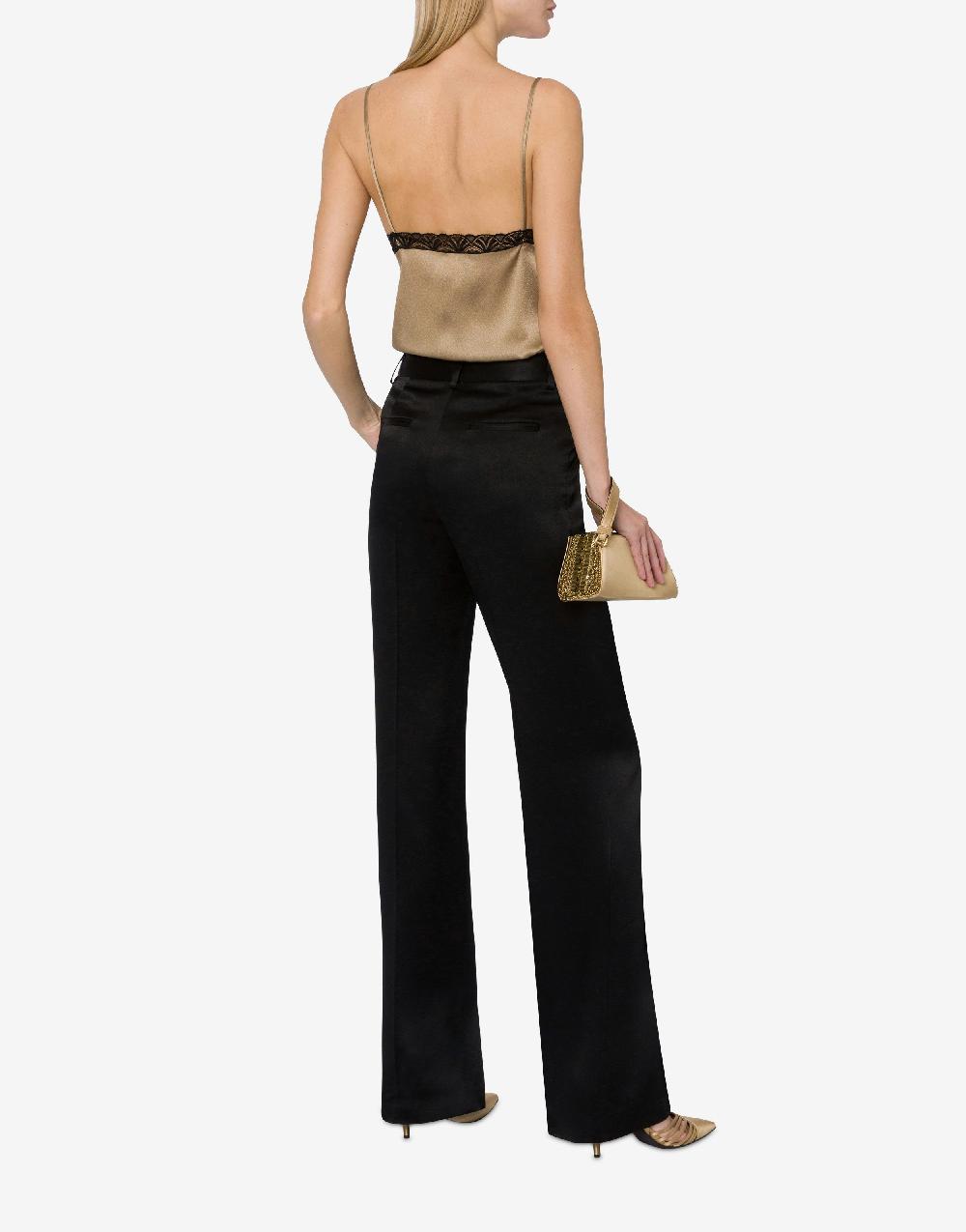 Alberta Ferretti Top In Raso Con Pizzo