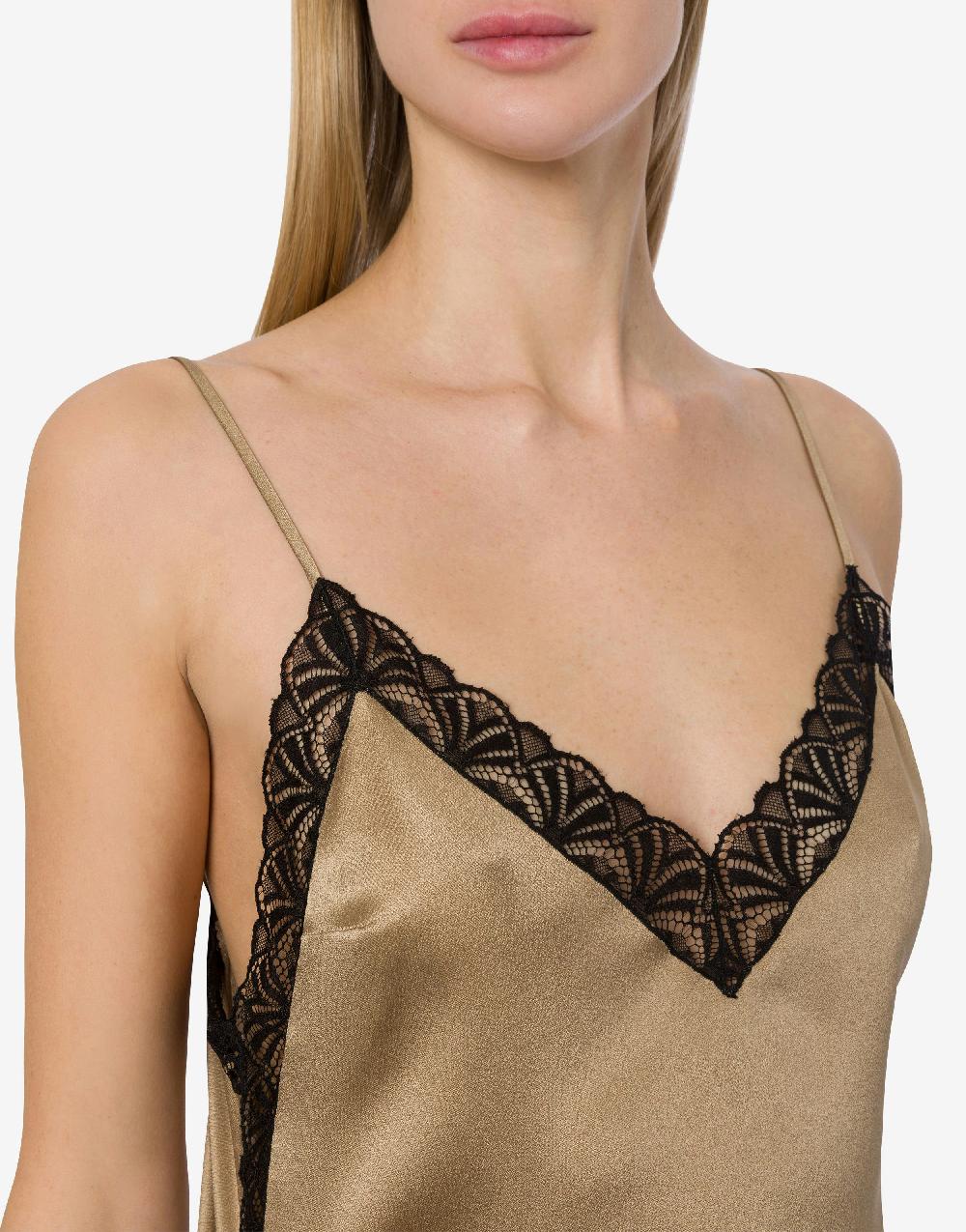 Alberta Ferretti Top In Raso Con Pizzo