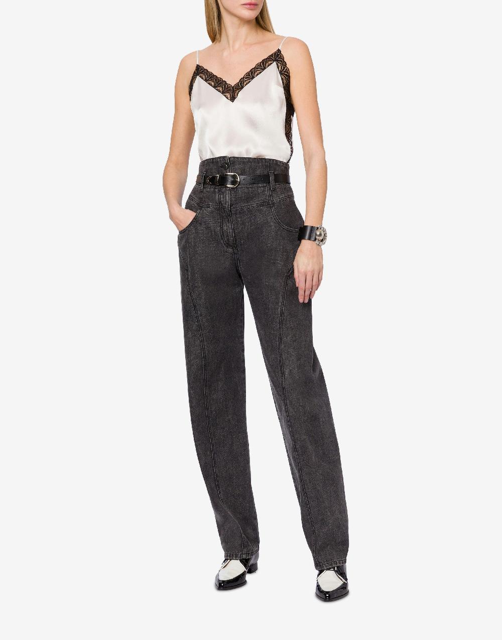 Alberta Ferretti Top In Raso Con Pizzo