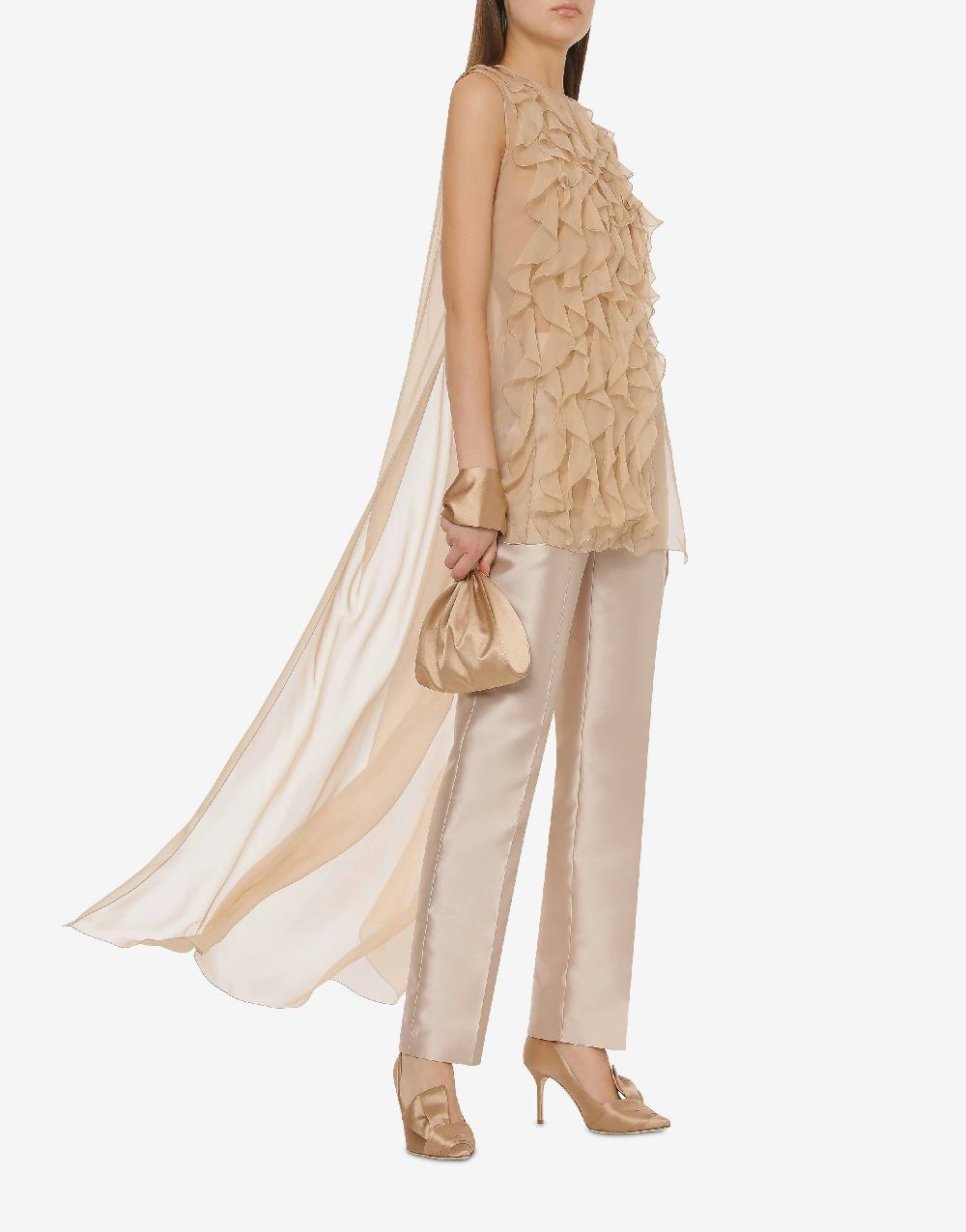 Alberta Ferretti Blusa In Chiffon Organico Con Ruches
