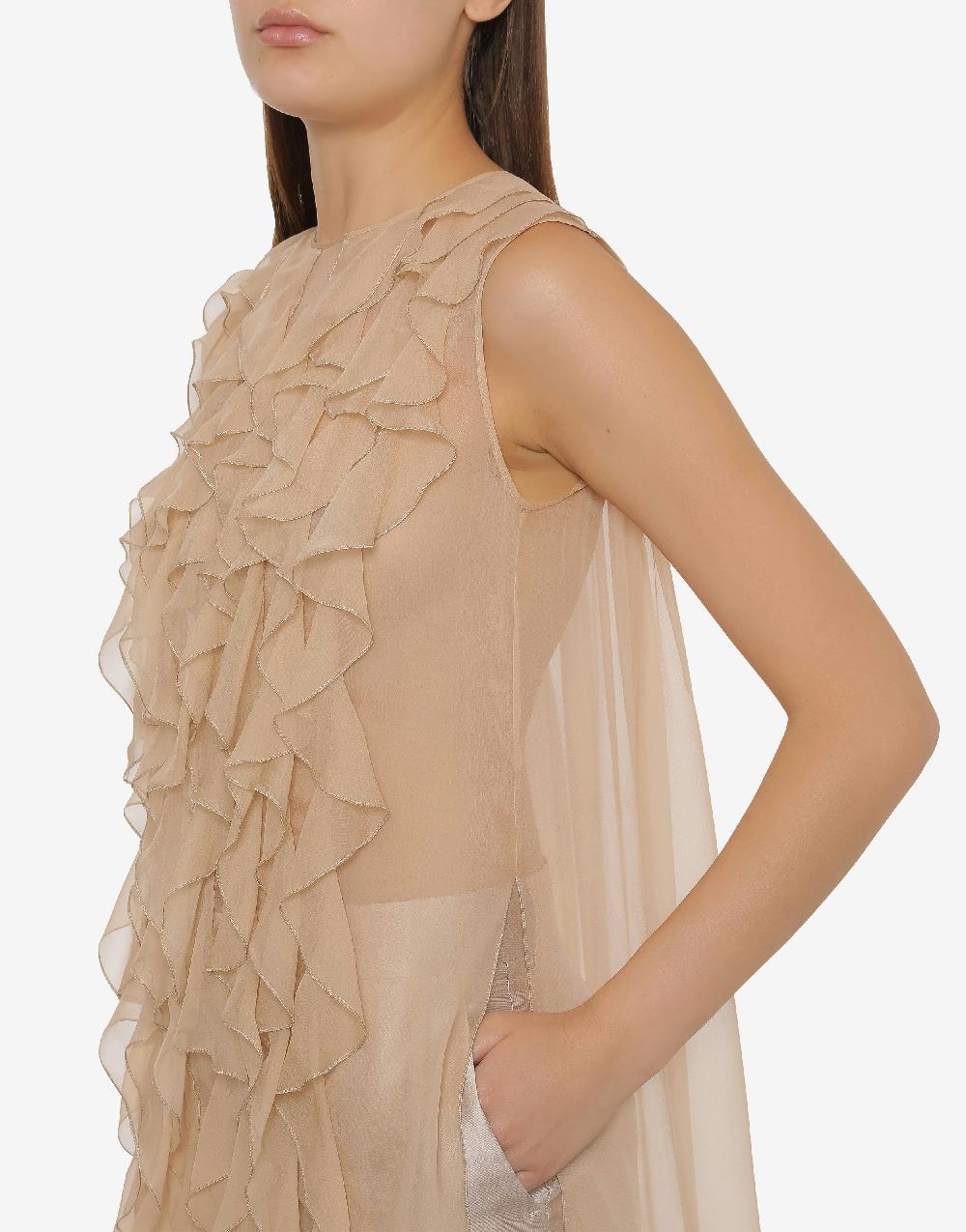 Alberta Ferretti Blusa In Chiffon Organico Con Ruches