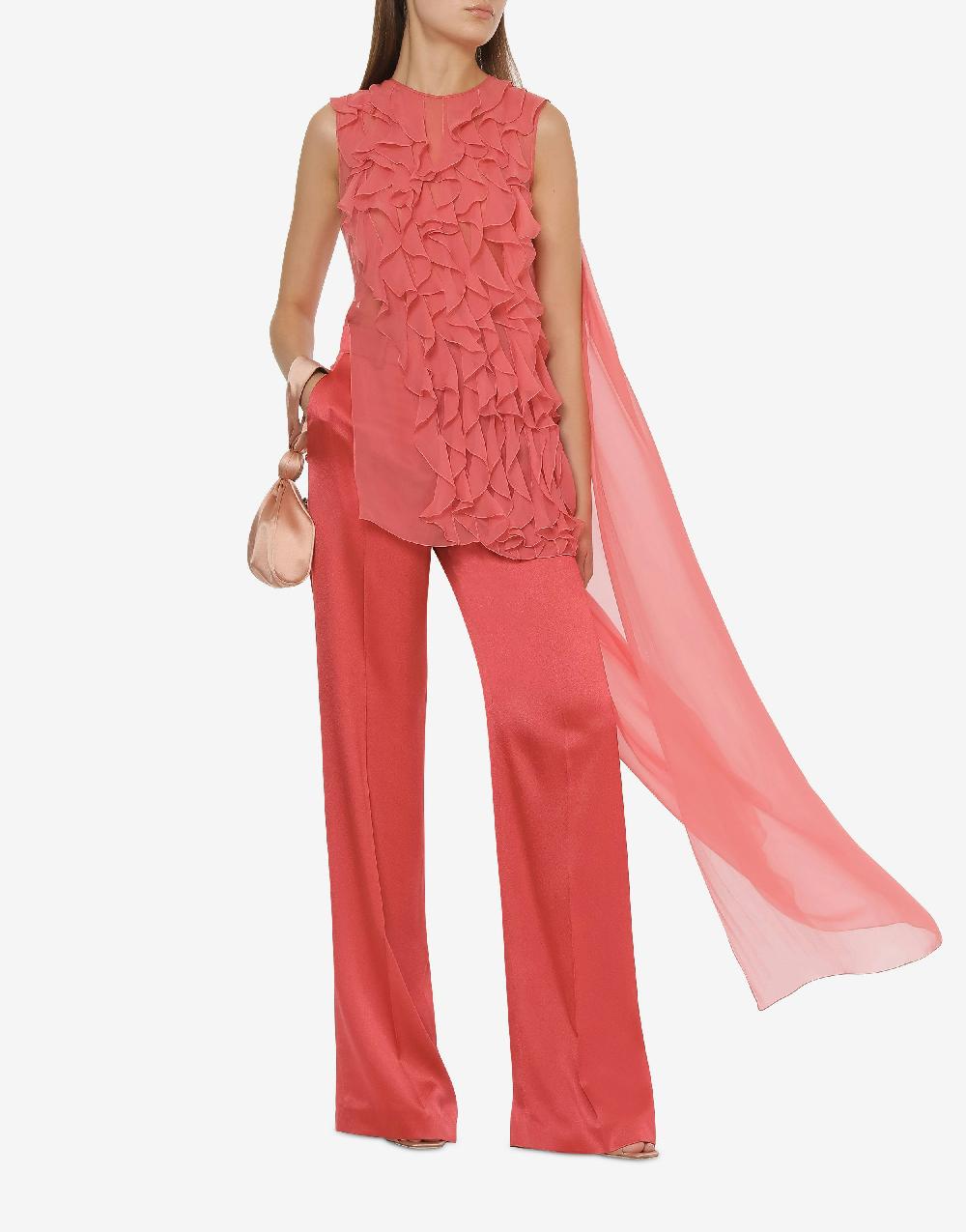 Alberta Ferretti Blusa In Chiffon Organico Con Ruches