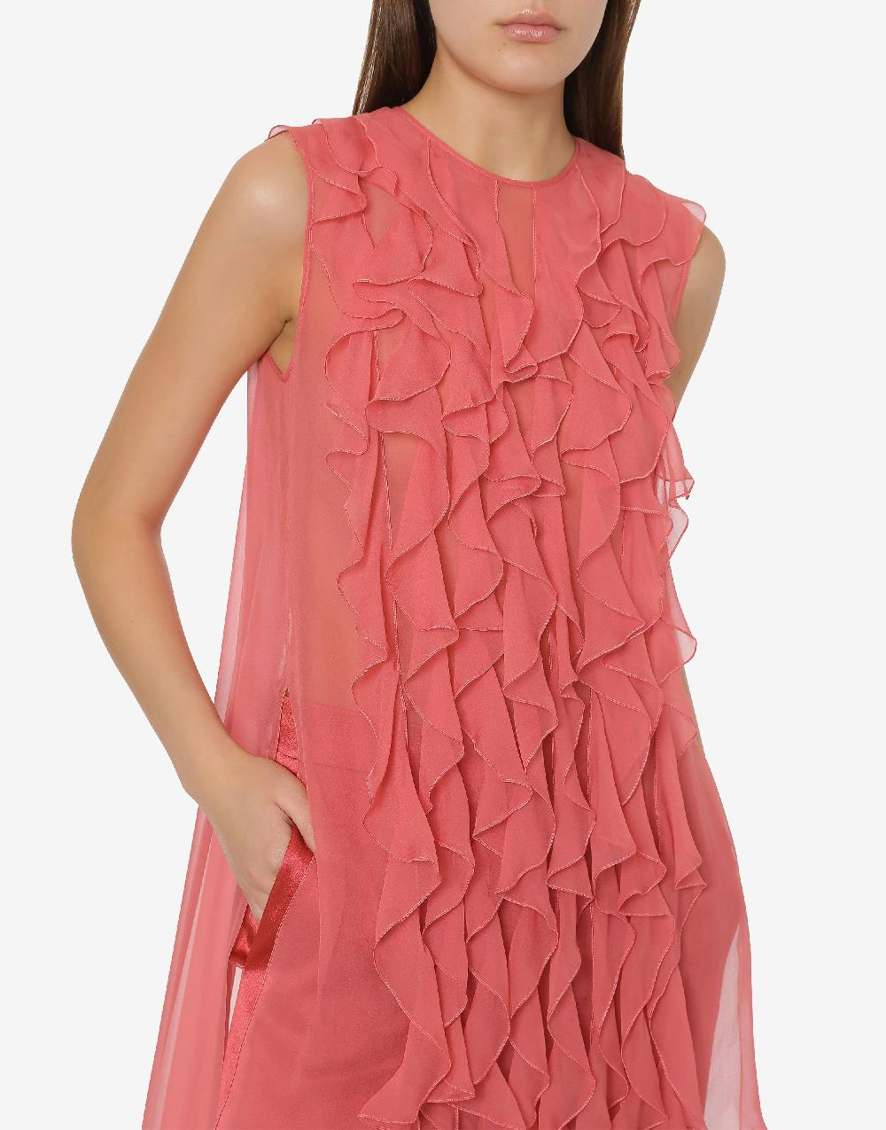 Alberta Ferretti Blusa In Chiffon Organico Con Ruches