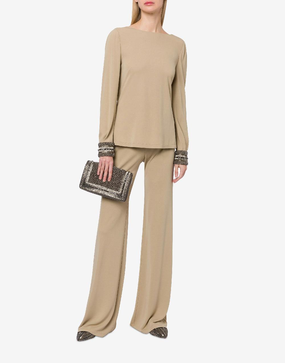 Alberta Ferretti Blusa In Organzino Con Polsini Ricamati