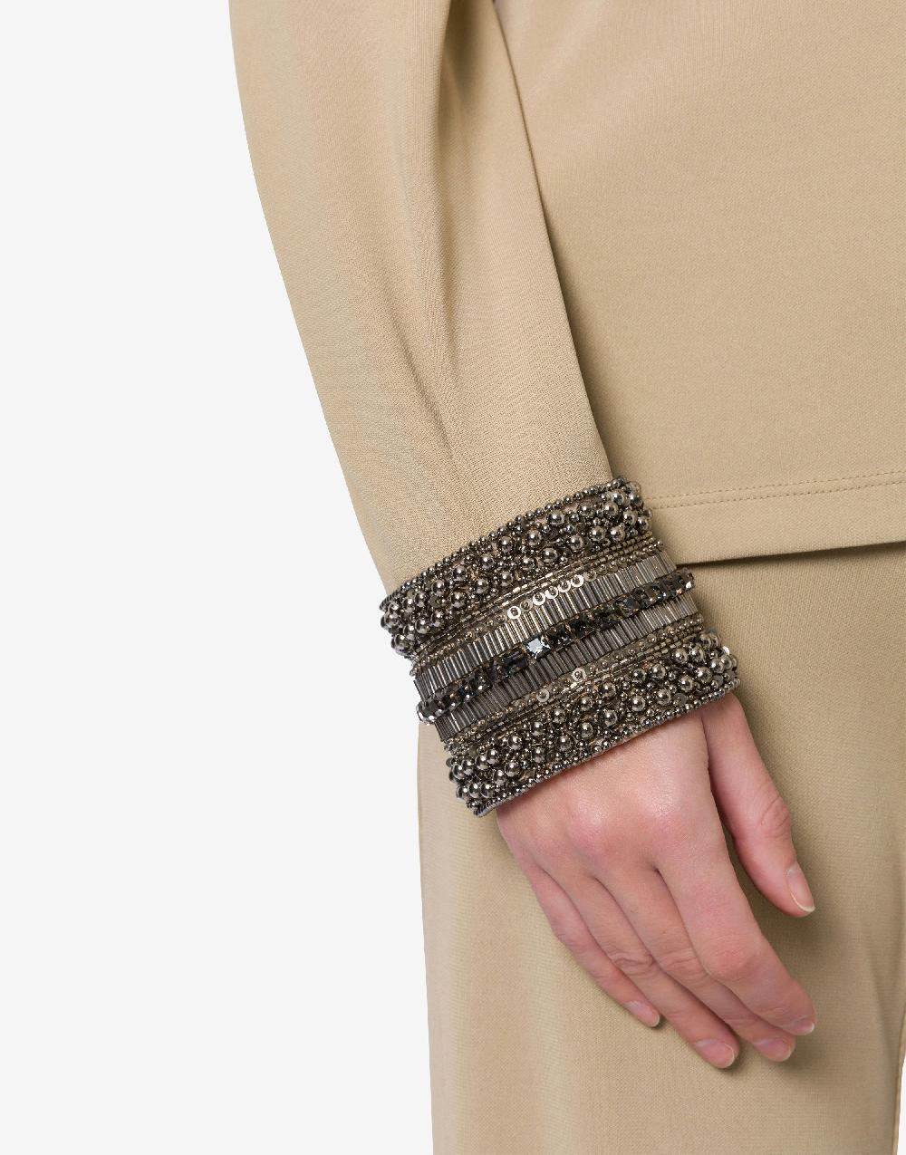 Alberta Ferretti Blusa In Organzino Con Polsini Ricamati