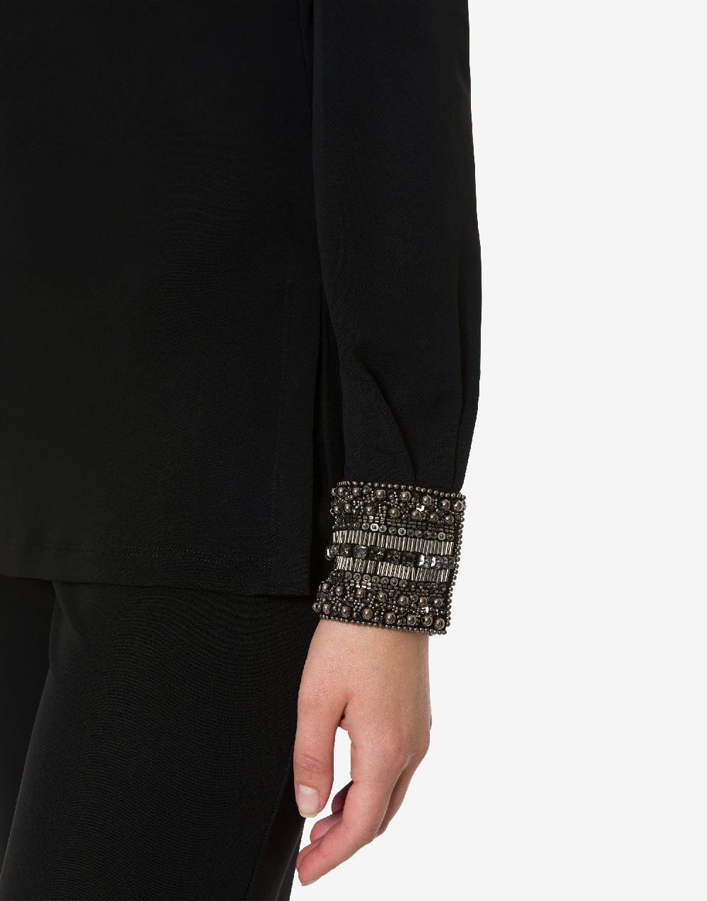 Alberta Ferretti Blusa In Organzino Con Polsini Ricamati