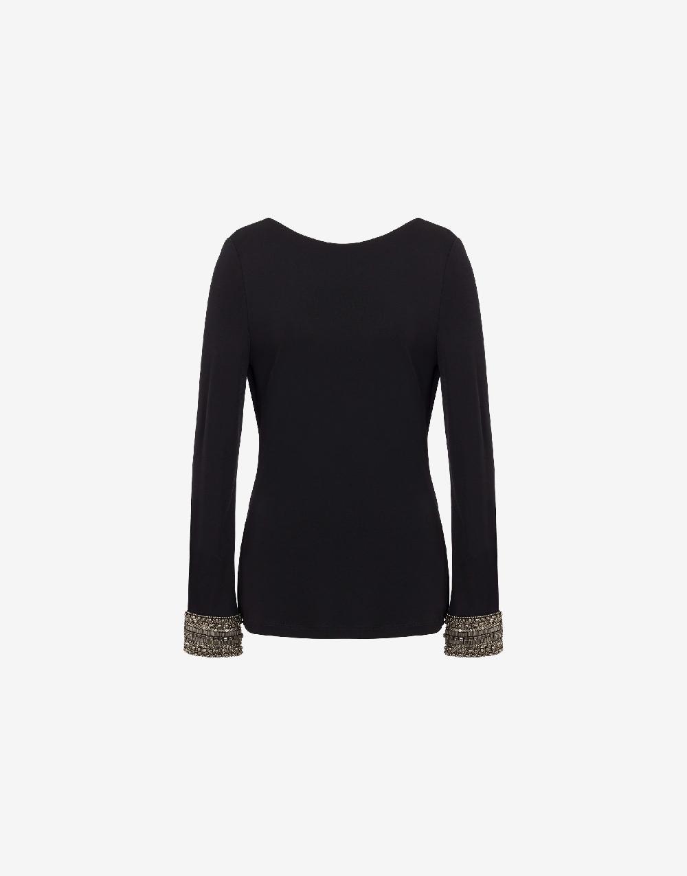 Alberta Ferretti Blusa in organzino con polsini ricamati