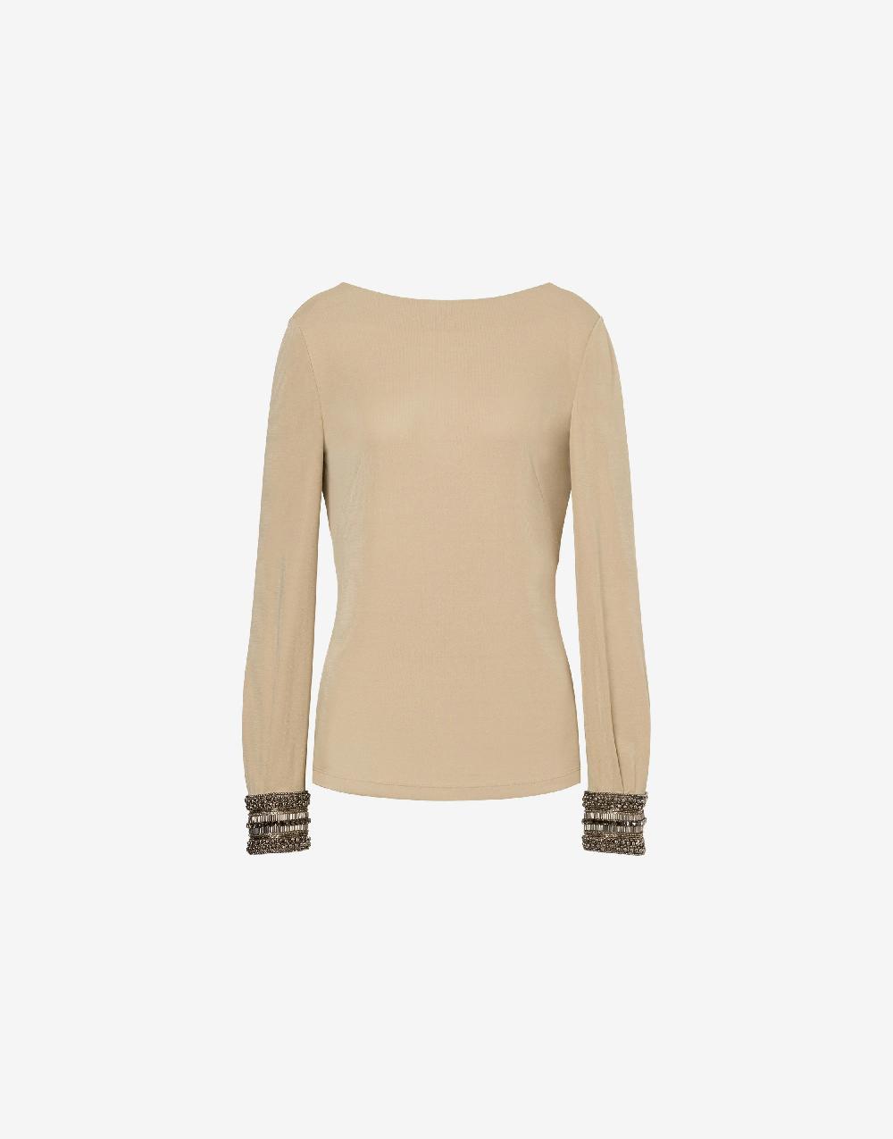 Alberta Ferretti Blusa in organzino con polsini ricamati
