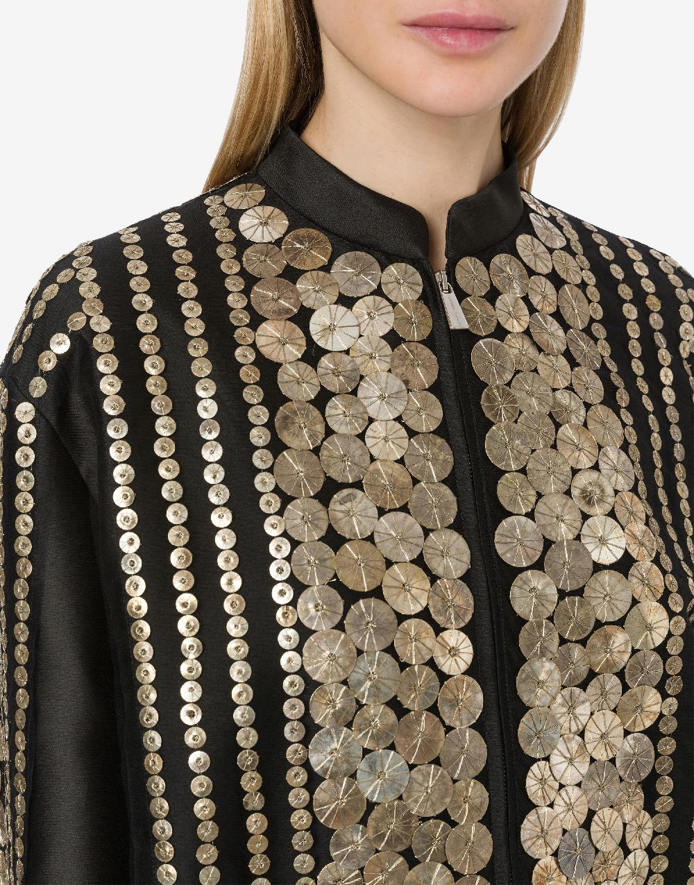 Alberta Ferretti Bomber In Mikado Con Ricamo Medaglie