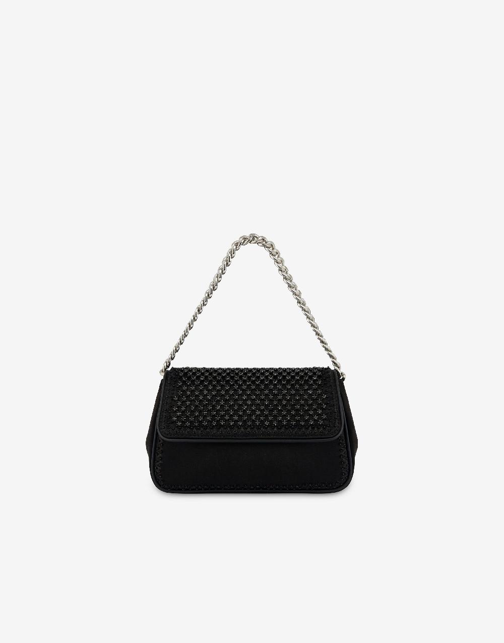 Alberta Ferretti Borsa a spalla in raso con ricamo strass