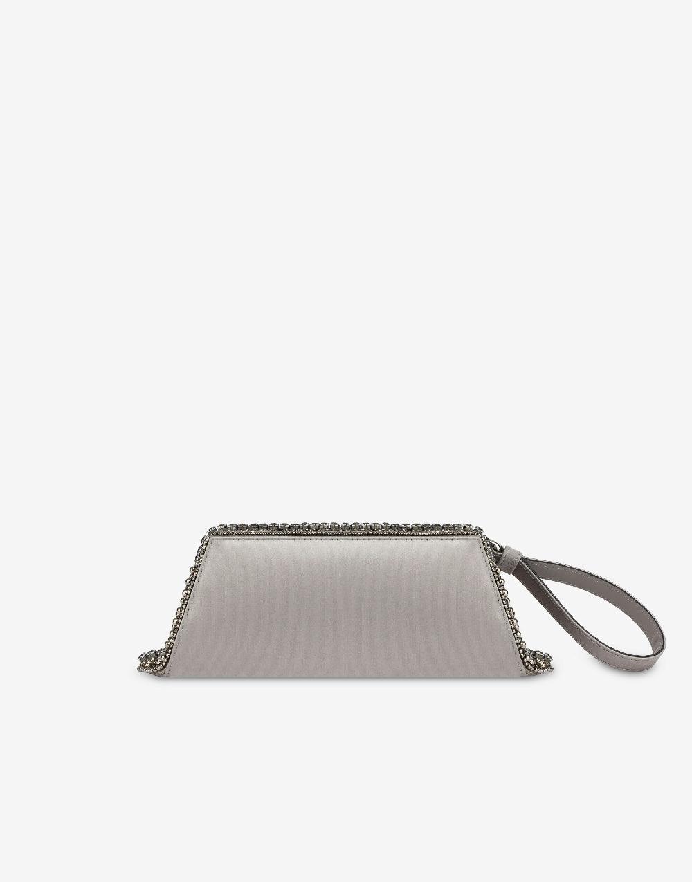 Alberta Ferretti Box clutch in raso con ricamo perline e strass