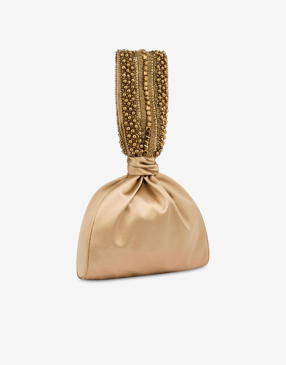 Alberta Ferretti Bucket Bag Da Sera In Raso Con Ricamo Perline E Strass