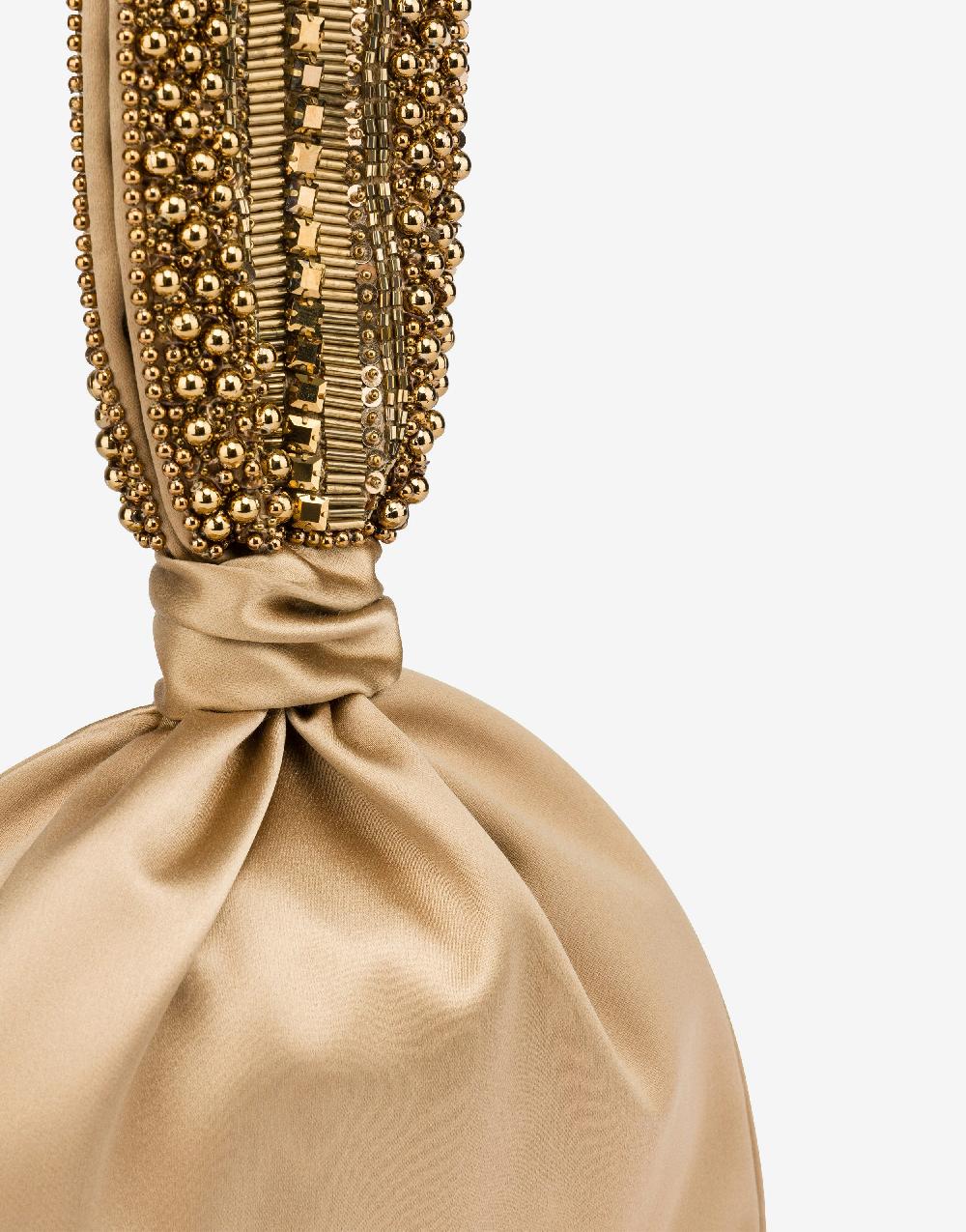 Alberta Ferretti Bucket Bag Da Sera In Raso Con Ricamo Perline E Strass