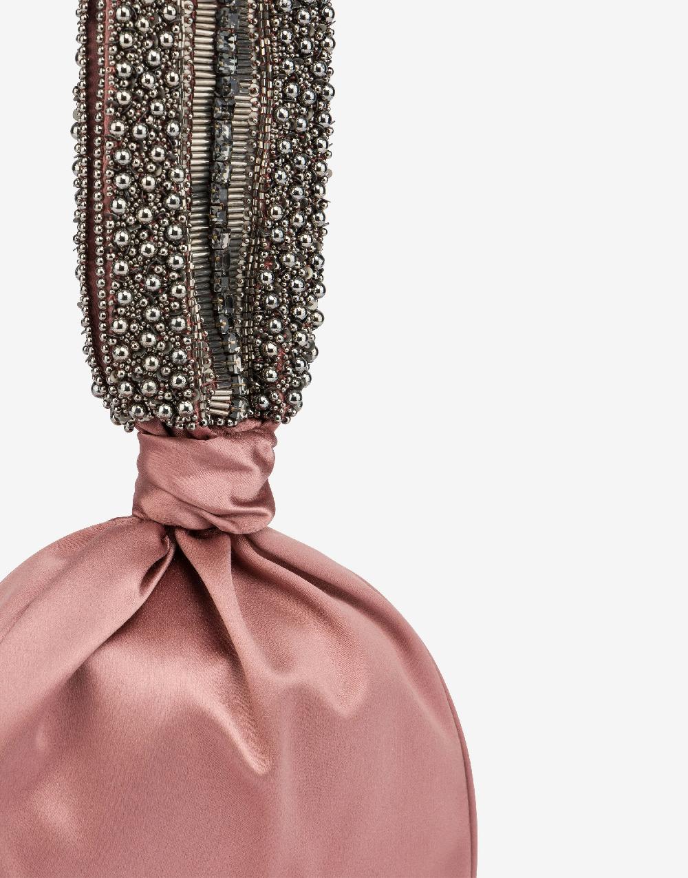 Alberta Ferretti Bucket Bag Da Sera In Raso Con Ricamo Perline E Strass