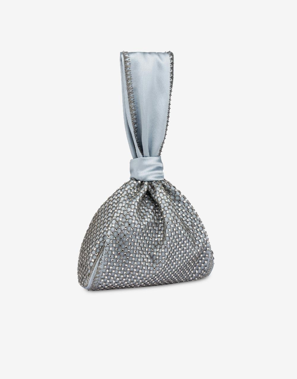 Alberta Ferretti Bucket Bag Da Sera In Raso Con Ricamo Strass