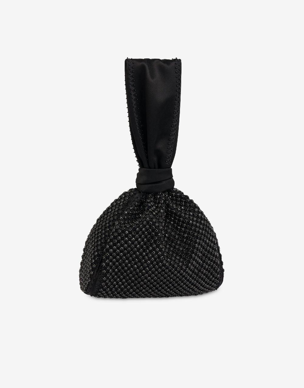 Alberta Ferretti Bucket Bag Da Sera In Raso Con Ricamo Strass