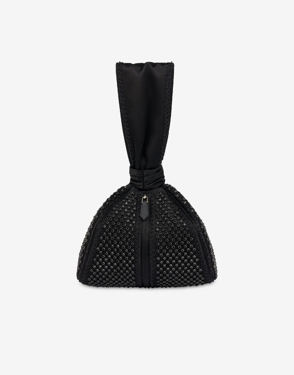 Alberta Ferretti Bucket Bag Da Sera In Raso Con Ricamo Strass