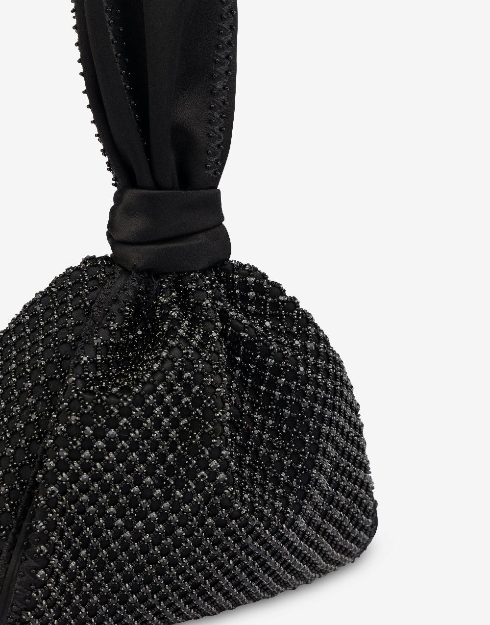 Alberta Ferretti Bucket Bag Da Sera In Raso Con Ricamo Strass